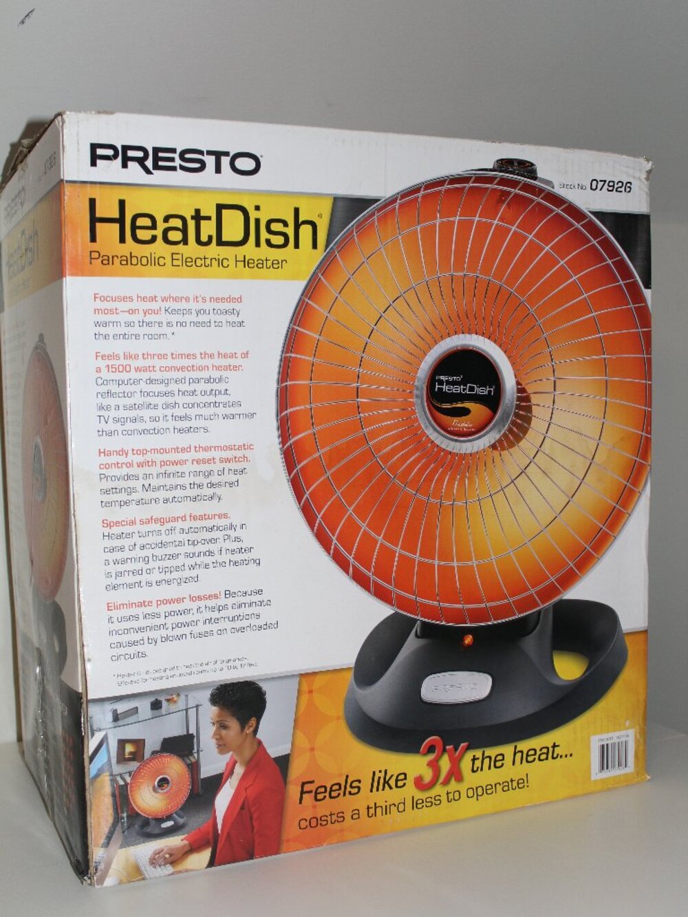 Presto HeatDish+ Tilt Parabolic Electric Space Heater Model #07928 Brand New